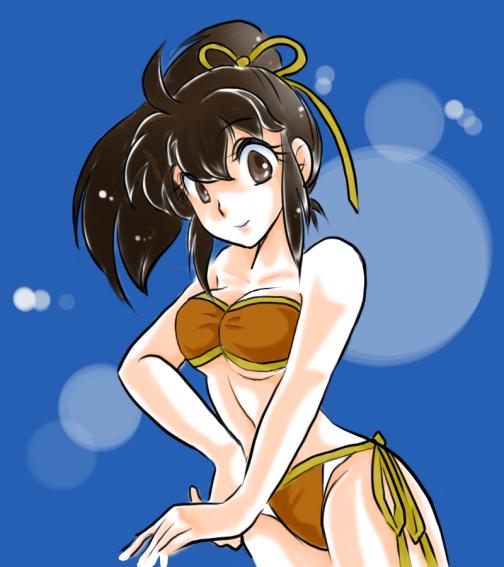 『すまいる すらいむ』管理人、清水ももこさんから貰った、『ウェイトレス鳴島水着イラスト』